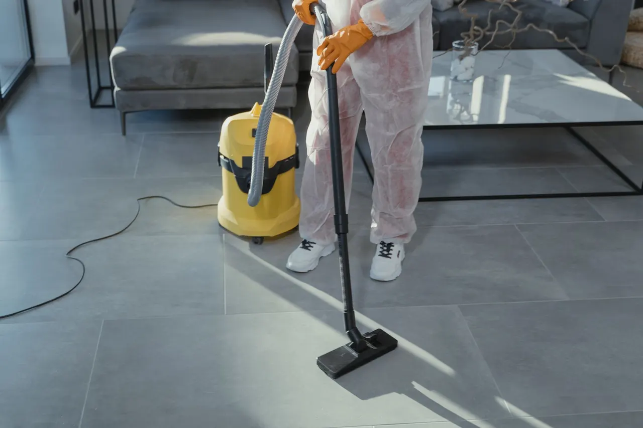 Service professional preparing equipment